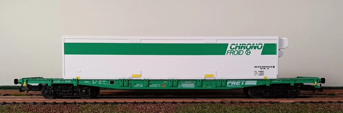 Set de 2 wagons plats Sgss SNCF Novatrans + conteneurs Transfer