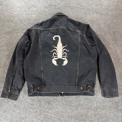 Limited Edition HUF HEK Denim Scorpion Jacket USA Missing Button Trucker Large