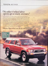 Toyota 4Runner Original 1989 Vintage Print Ad Wall Art