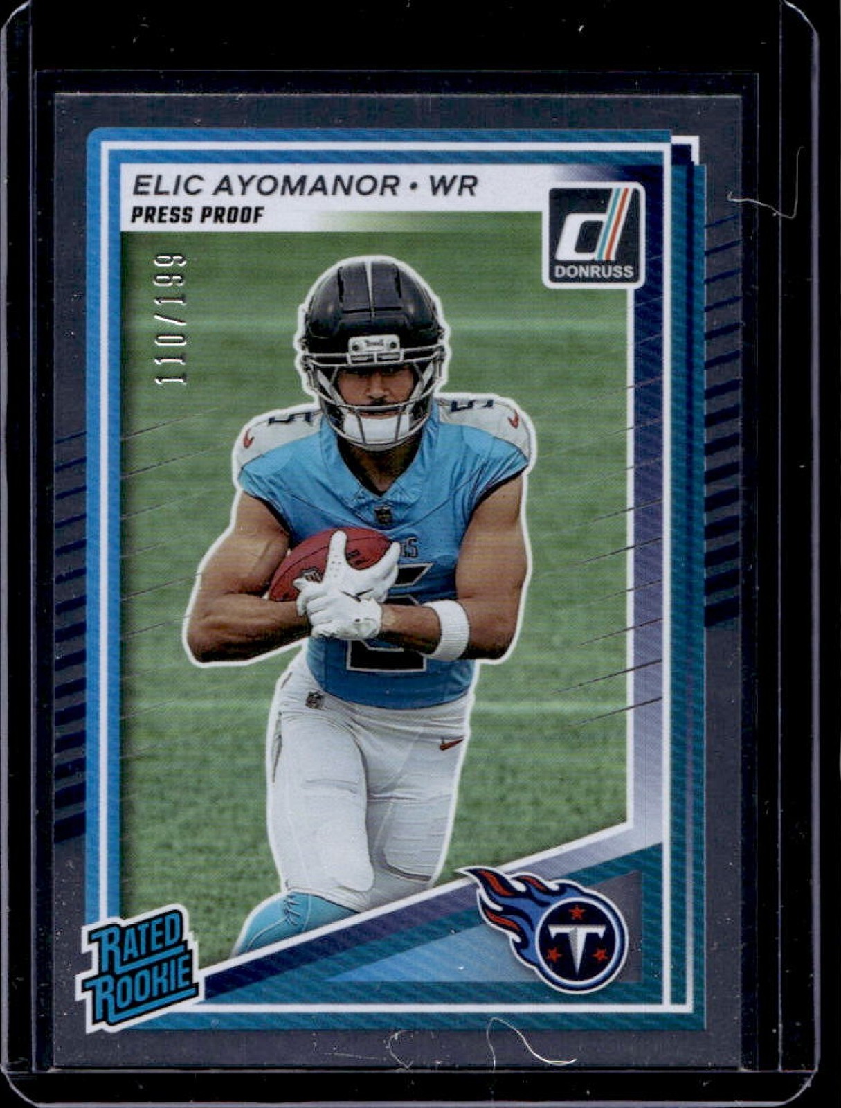 2025 Donruss Elic Ayomanor Rated Rookie Press Proof Silver RC #110/199 Titans