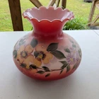 Vintage Milk Glass Lamp Shade Floral Hurricane Gone w/ The Wind Style Replace