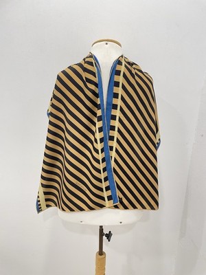 Authentic Gianni Versace Scarf 100% Silk Striped Pattern Blue Gold