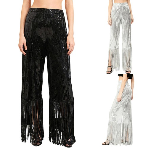 Damen Hose Tanz Kostüm Show Gummizug Hose Performance weites Bein Mode - Bild 3 von 27