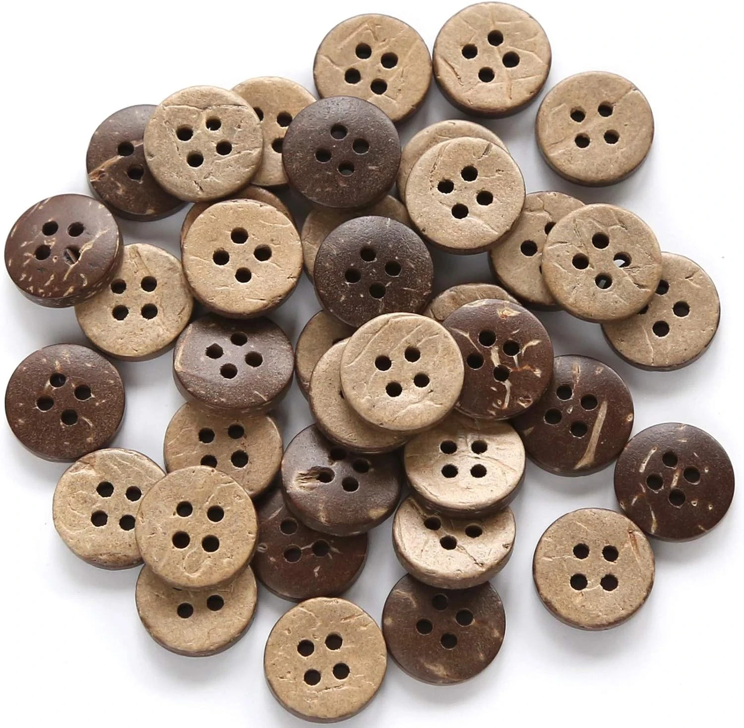Coconut Shell Buttons Small Size 1/2 Inch (12.5Mm) 4 Holes Coconut Button for Sh