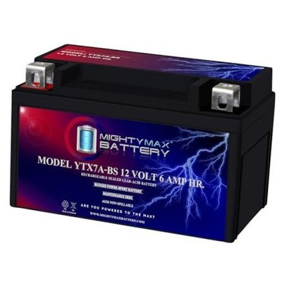 Mighty Max Battery YTX7A-BS -12 Volt 6 AH, 105 CCA, Rechargeable 1 Pack
