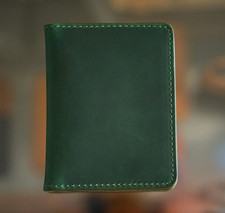 Green Leather Card Holder Front Pocket Wallet Credit Card Minimalist Men's New
