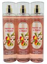 NEW Bath  Body Works Lot 3 Bottles Pretty As A Peach Fragrance Mist Spray 8 oz
