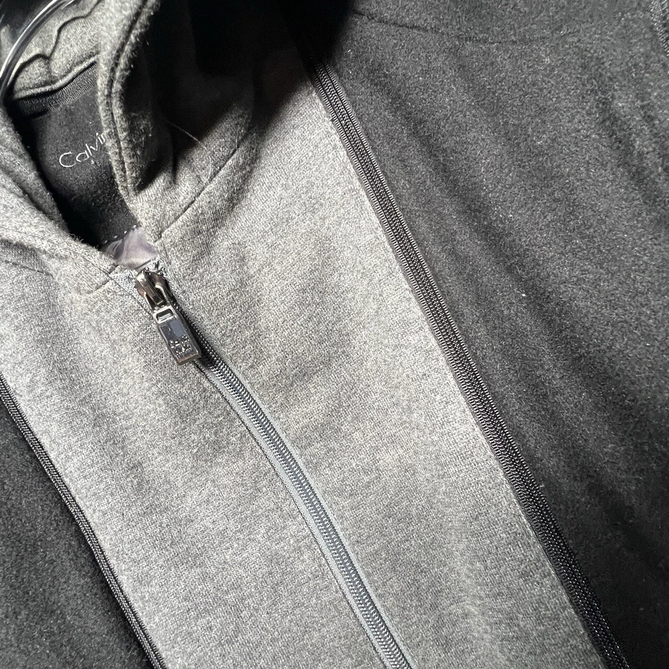 Calvin Klein Coat Mens Large Double Zip Lined Removable Center Hooded Pockets - Image 3 of 4