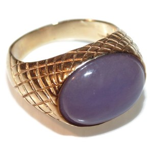Men's Signet Vintage Estate Pinky Lavender Purple JADE 14K Yellow Gold Ring Sz 6