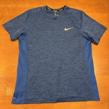 Nike Shirt Mens Large Blue Dri Fit Miler Running Short Sleeve Training