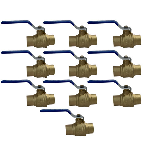 10 Pack XFITTING 1" Sweat Ball Valve , 600 PSI - Water , Oil , Gas ( Lead Free)