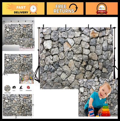 8x6ft Stone Wall Backdrop - Textured Rock Photography Background for Parties, Ev