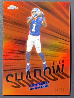 🔥2025 NFL Topps Chrome Malik Nabers Shadow Etch /25 Orange SSP New York Giants