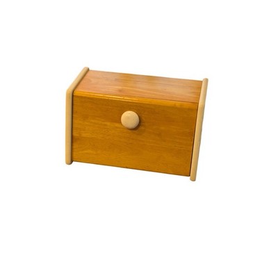 Vtg Two-Tone Wood Bread Box Cream Wood Rustic Countertop Storage Farmhouse Decor