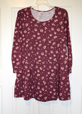 SONOMA Kohl’s Burgundy Floral Tiered Maternity Dress Women’s Size M Long Sleeve