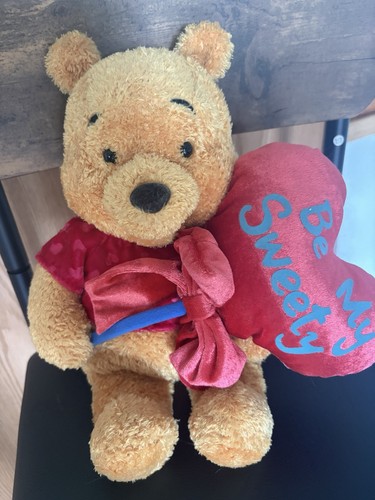Disney Store Winnie the Pooh Plush Stuffed Bear w/ "Be My Sweet" Heart Small