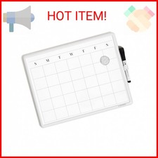 U Brands Magnetic Dry Erase Calendar White Board, 11" x 14"", Modern White Frame