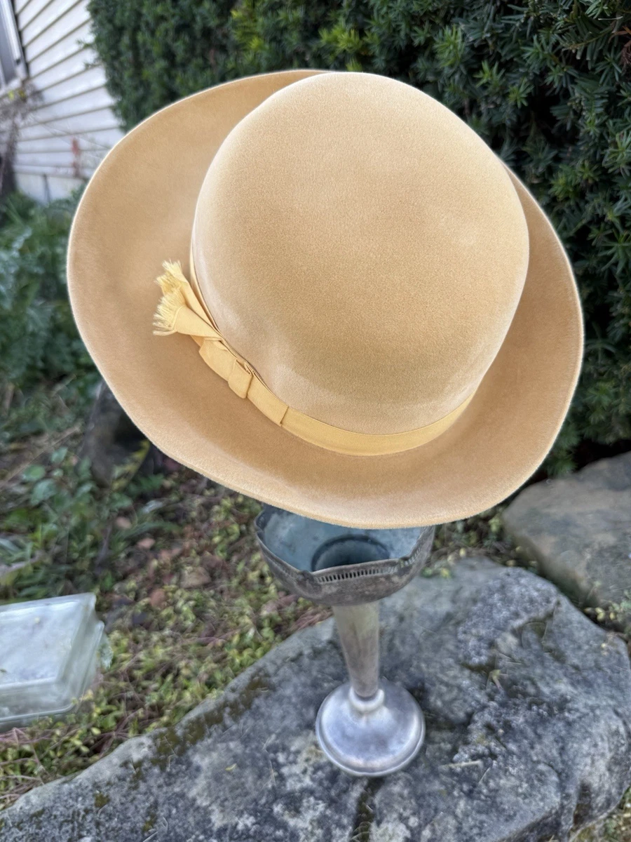 Sombrero Fedora Borsalino Vintage Calidad Supreme Amarillo Mostaza Moutarde Mimi Talla 22