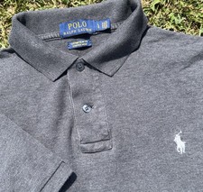 Polo Ralph Lauren Shirt Custom Slim Fit Stretch Mesh Polo Gray Preppy White Pony