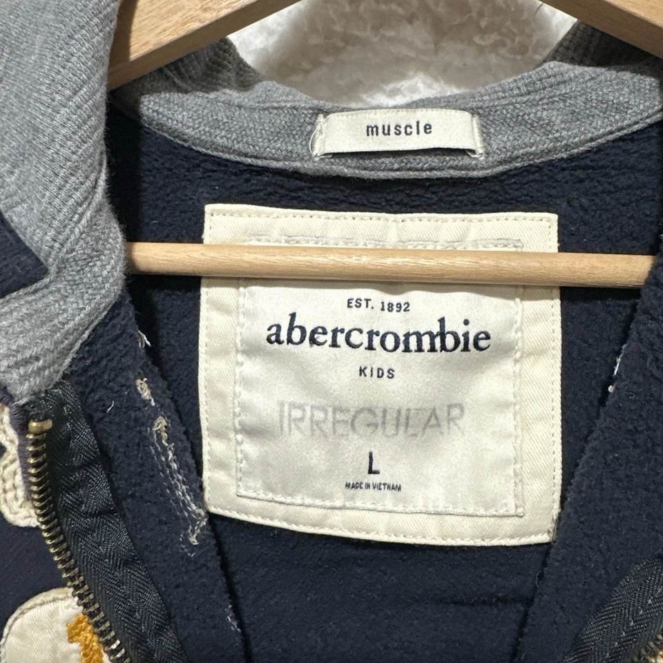 Abercrombie Niños Muscle Y2K Niños Con Capucha Cremallera Completa Sudadera con Capucha Chaqueta Irregular Talla L Foto 3 de 4