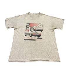 Vintage Mercedes Benz 500 SL T-Shirt Mens XL Heather Grey Single Stitch 90s Car