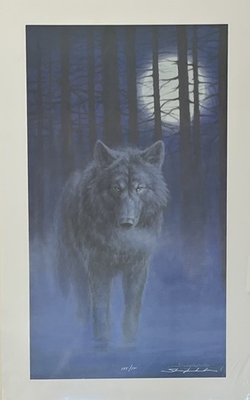 #ad #ad Bruce Shingledecker “In The Chill of The Nightquot; Alaskan Lone Wolf in Moonlight $400.00