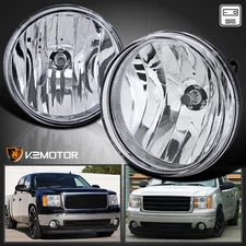 Fits 2007-2013 GMC Sierra 1500 2500HD 3500HD Clear Bumper Fog Lights+Switch+Bulb