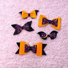 Halloween Orange and Black Bows Lot of 5