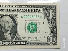 ((STAR - 4 DIGIT - BINARY)) $1 2013 (00005055) FANCY SERIAL # ** PAPER CURRENCY
