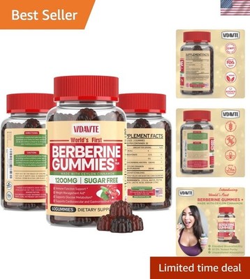1200mg Berberine & Ceylon Cinnamon Gummies for Weight Management - Apple Flavor