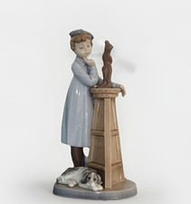 Lladro Little Sculptor Figurine Boy & Dog RETIRED Vintage W Orig BOX 5358 8 in 