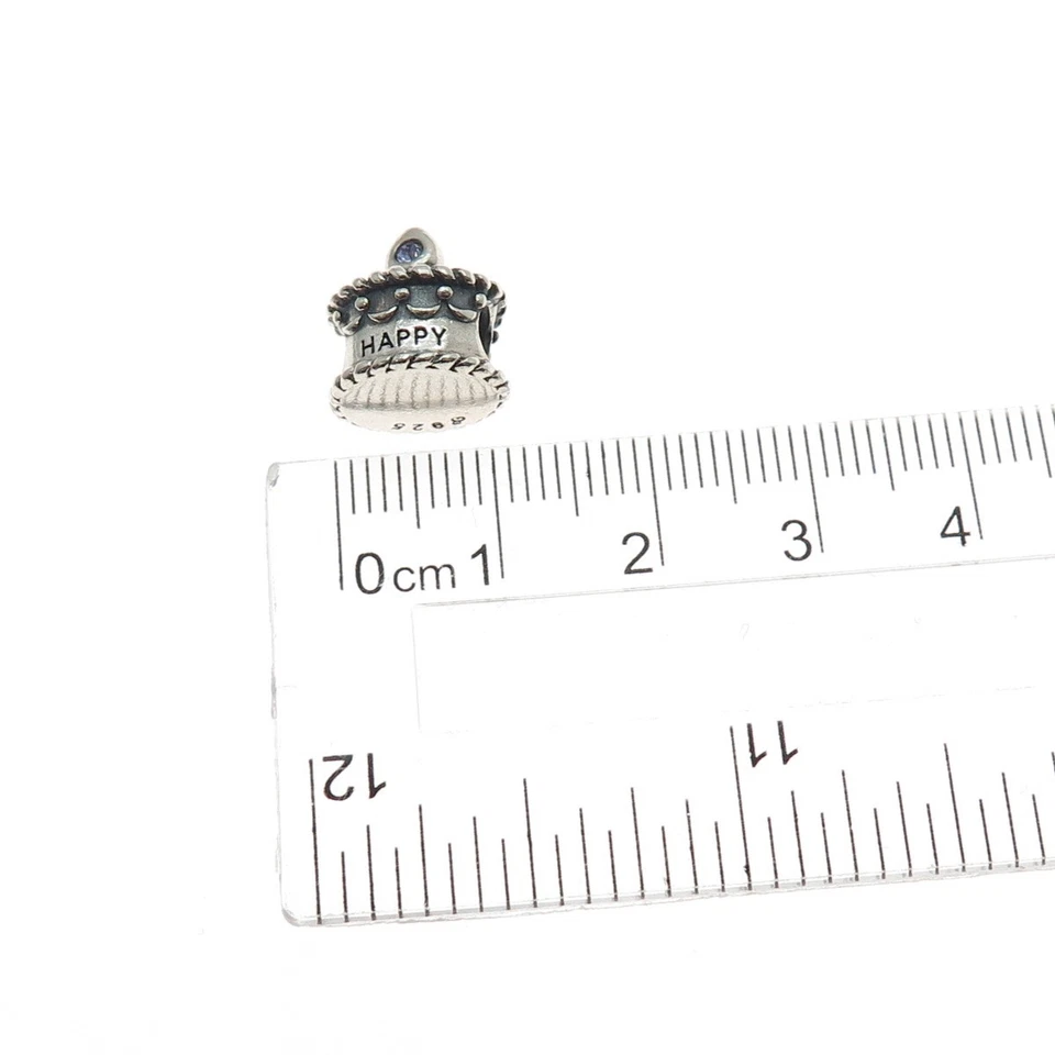 Berloque de contas de bolo de aniversário de junho OHM 925 prata esterlina corte redondo roxo C Z - Imagem 3 de 4