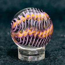 BRYAN TRILLAS Handmade Glass Filigrana Marble 1.0 In UV Blacklight Borosilicate