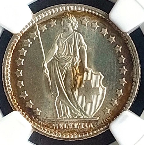 1932 B  Switzerland Franc, NGC MS 66, nice  silver coin        #1996, # 65-6 