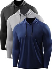 Men's Workout Long Sleeve Fishing Shirts UPF 50 Sun Protection Dry Fit Hoodi...