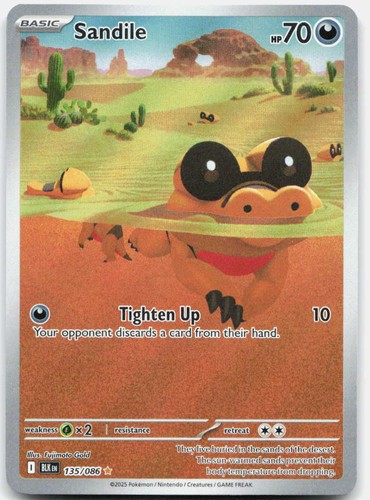 Sandile 135/086 Holo Illustration Rare Black Bolt Pokemon Near Mint