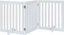 24  H Free Standing Pet Gate for Dog Cat, Wooden Gates for Doorway, Stairs, Step