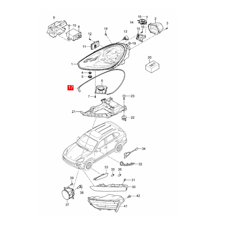 Novo selo de tira meteorológica para farol dianteiro substituto para Porsche Cayenne 2015-2017 - Imagem 3 de 4