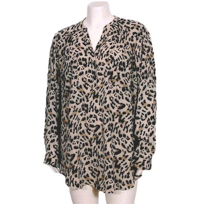 Torrid Blouse Womens Plus Size 4X 26 Animal Print Popover V-Neck Long Sleeve