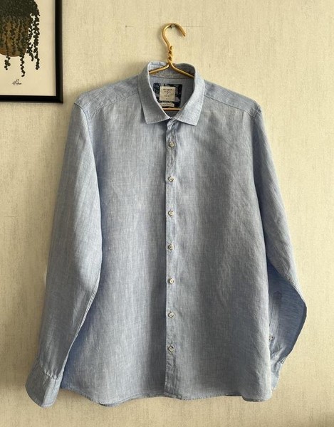 Men Olymp Shirt Navy Linen 42 / XL / 50