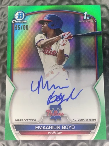 2023 Bowman Chrome Emaarion Boyd True Green Refractor 1st Bowman Auto /99