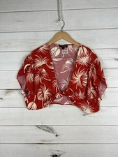 Trashy Diva Top Womens Plus 24 Floral Wrap Front Tie Crop Blouse Hawaiian