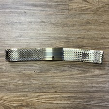 Vintage 1970s Gold Silver Chrome Metal Mermaid Fishscale Stretch Belt Retro L/XL