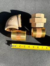 LOT{4}*  2" SCI  Fittings Brass {1} Union {1} Elbows, {2} Nipples, M/F NPT