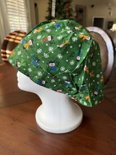 Joy/Snowman Christmas Theme Bouffant Scrub Hat For Women