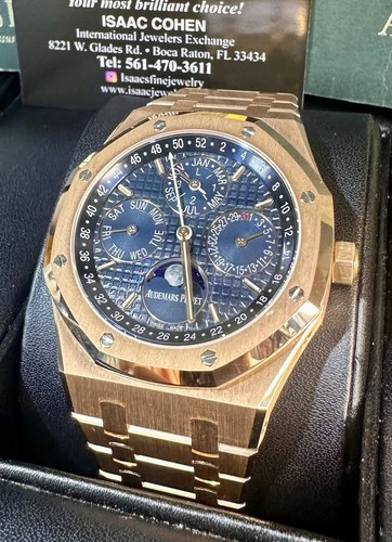 Audemars Piguet Royal Oak PerpetualCalendar Full Set Rose Gold Blue Dial 26574OR