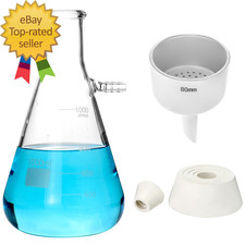 1000ML Buchner Funnel Kit Filter Flask Set 1L Vacuum Flask 80Mm