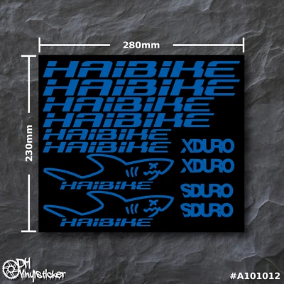 Haibike Sticker Azurblau | Aufklebersatz Set Fahrrad eBike BMX MTB Rahmen