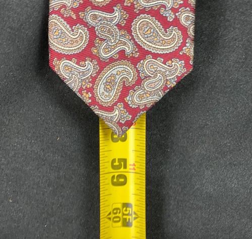 Hathaway Herren klassische rote, goldene Paisley Seidenkrawatte - Bild 8 von 9