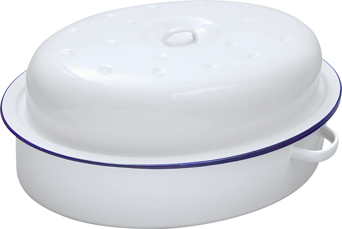 26 CM WHITE ENAMEL OVAL ROASTER DISH ROASTING OVEN CASSEROLE PAN TRAY WITH LID
Opens in a new window